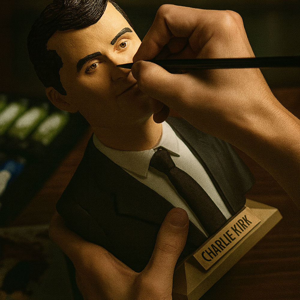 Painting process — hand-applied finish on Charlie Kirk bust collectible