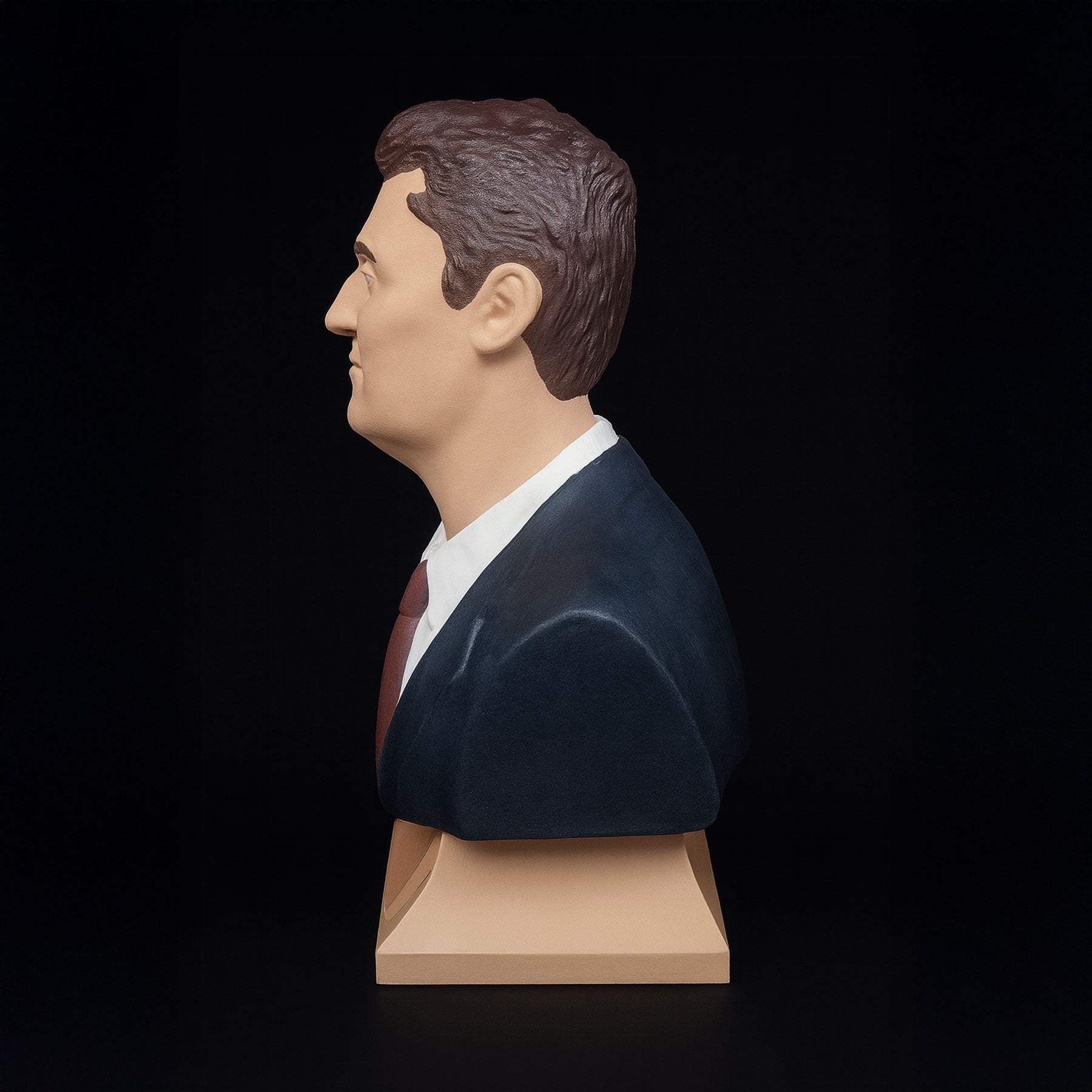 Charlie Kirk bust side profile hand-painted — showing lifelike detail and tie